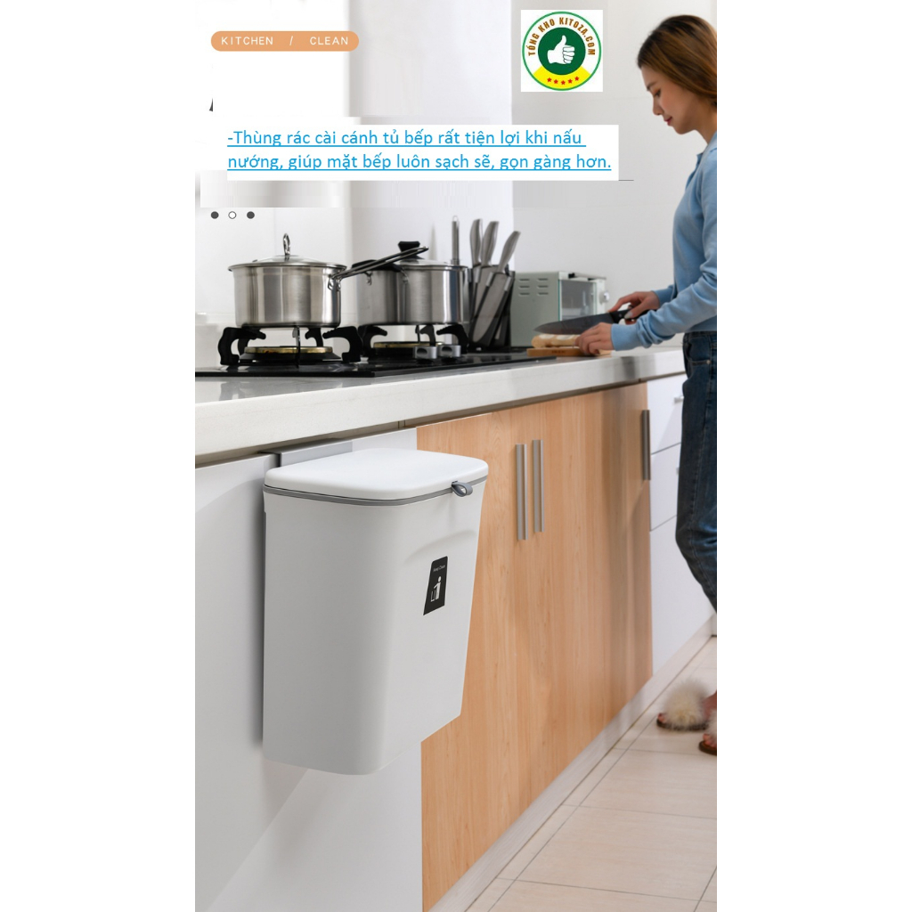 Thùng đựng rác treo cánh cửa tủ bếp,PHÒNG vệ sinh,phòng có nắp đậy trượt thông minh, thùng rác văn phòng tiện lợi