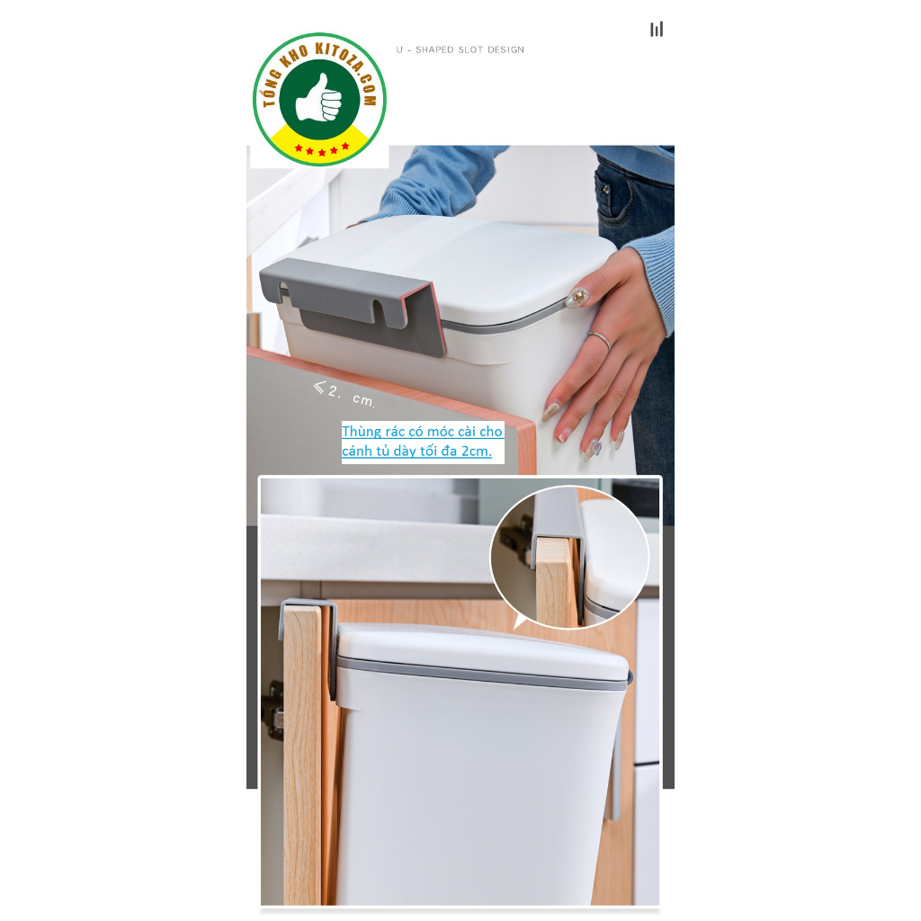 Thùng đựng rác treo cánh cửa tủ bếp,PHÒNG vệ sinh,phòng có nắp đậy trượt thông minh, thùng rác văn phòng tiện lợi