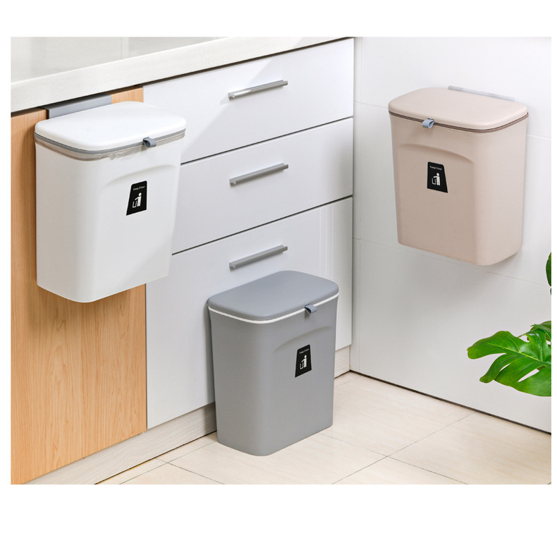 Thùng đựng rác treo cánh cửa tủ bếp,PHÒNG vệ sinh,phòng có nắp đậy trượt thông minh, thùng rác văn phòng tiện lợi