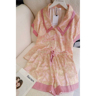 𝗛𝗮̀𝗻𝗴 𝗰𝗵𝗶́𝗻𝗵 𝗵𝗮̃𝗻𝗴 Set Đồ Ngủ Pyjama cao cấp lụa hoạ tiết hoa trà 3 gam màu tinh tế - ON WORKSHOP