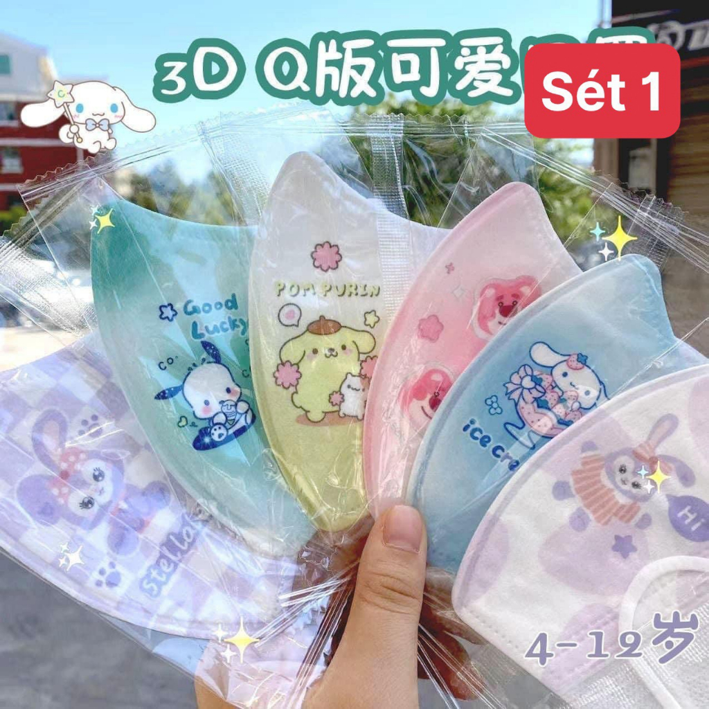 Sét 10  Khẩu Trang Gấu Dâu Cho Bé Khẩu Trang Hoạt Hình Dễ Thương kute Khẩu Trang 3 lớp Chống bụi Lọc Khí(   Hót)