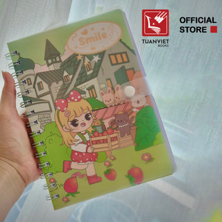 Sổ Bìa Nhựa mờ Cài khuy A5 kẻ ngang 200 trang TUANVIETBOOKS