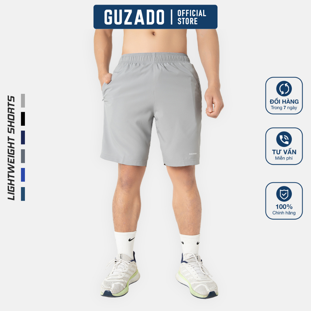 Quần Đùi nam Guzado vải gió thể thao siêu nhẹ, co giãn thoải mái phù hợp chạy bộ, chơi tennis, mặc ở nhà GQD2021