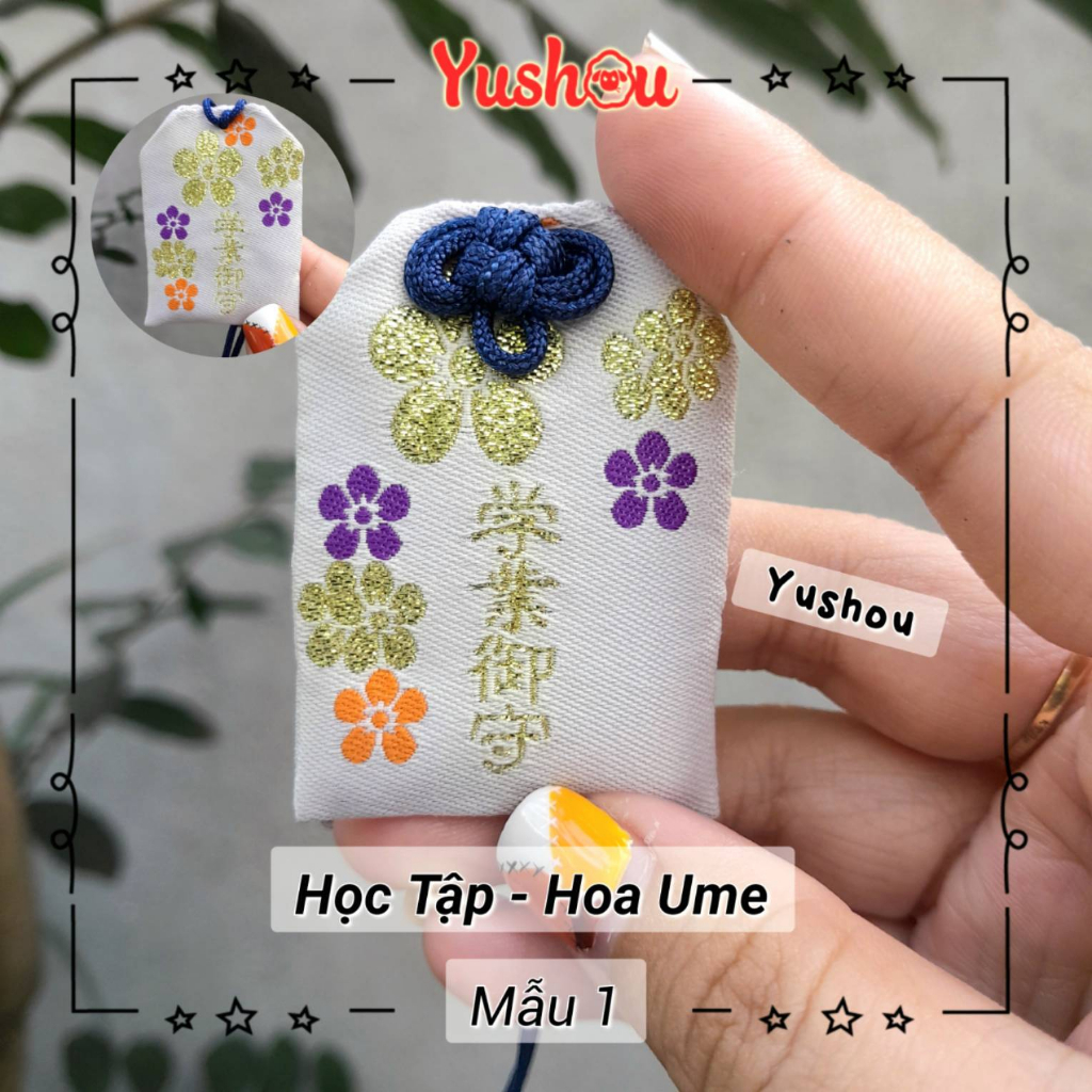 Túi Phước Yushou Học Tập - Hoa Ume - Kiểu Omamori Nhật, Có sẵn, Quà tặng ý nghĩa.
