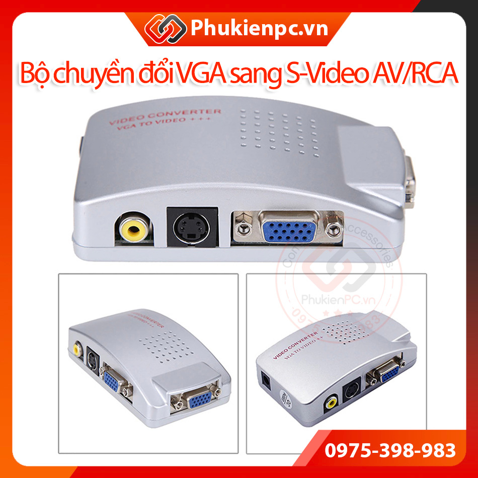 Bộ chuyển đổi VGA sang S-Video RCA-AV VGA. Nối máy tính PC Laptop ...