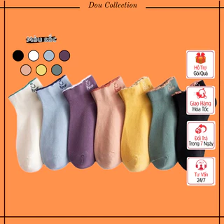 [Nowship2h] Tất Vớ Nữ Cổ Ngắn Unisex Cotton Họa Tiết SMILE Phong Cách Hàn Quốc Dễ Thương - Mã TV014