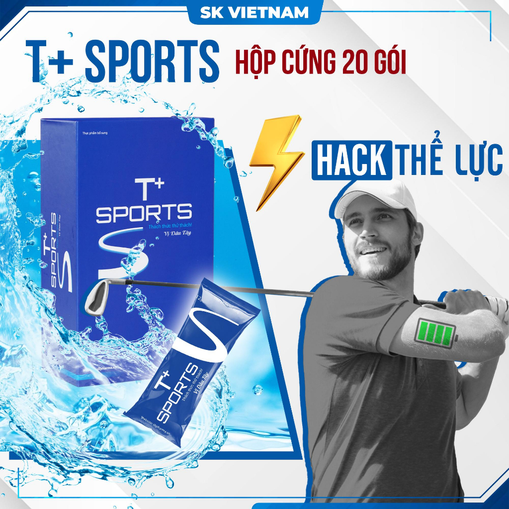 T+Sports Hộp 20 gói Thức uống thể thao bổ sung năng lượng lượng bù nước bù điện giải bồi bổ cơ thể