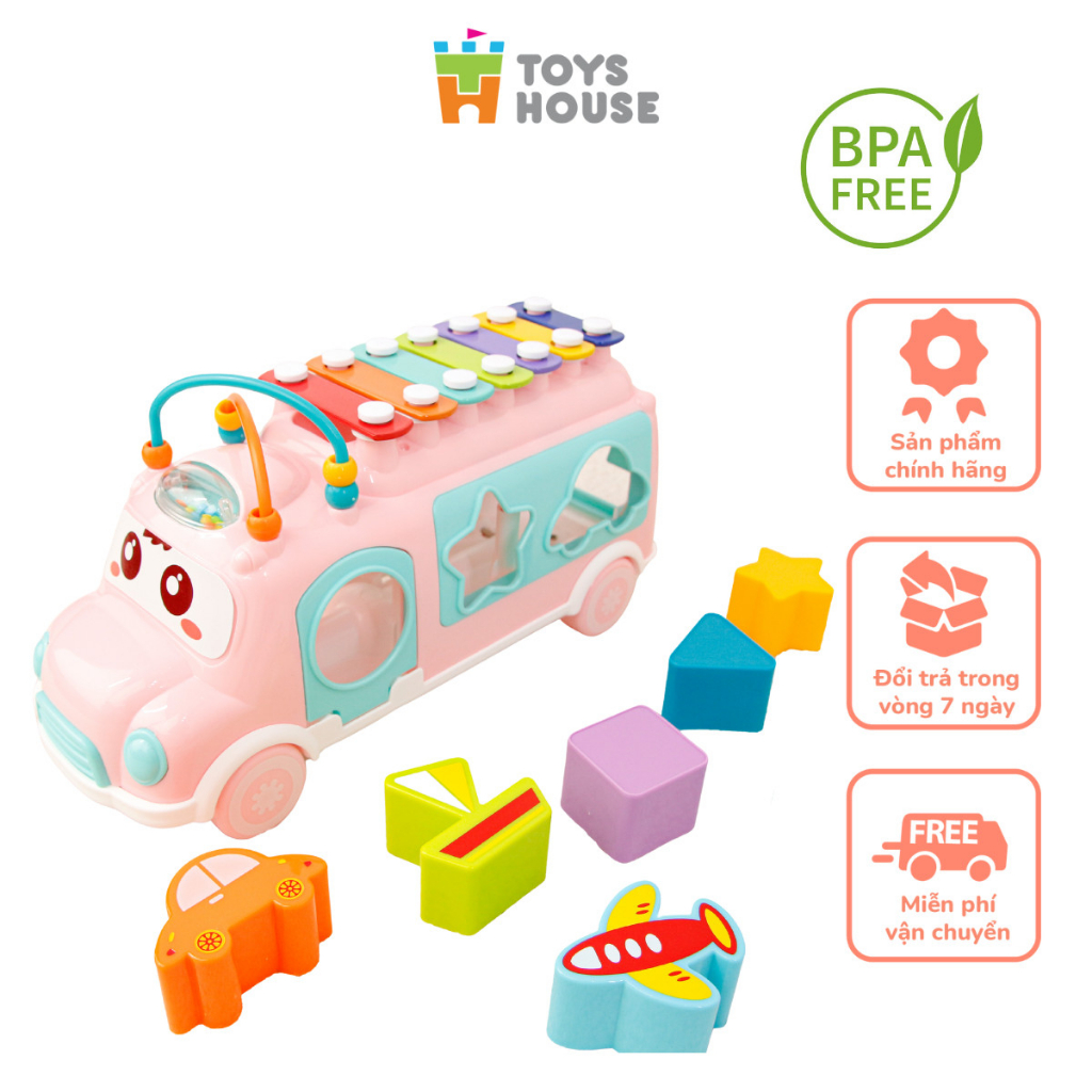 Đồ Chơi Ô Tô Thả Hình Khối & Đàn Gõ Xylophone Toyshouse HE8036 - Phát Triển Toàn Diện Cho Bé