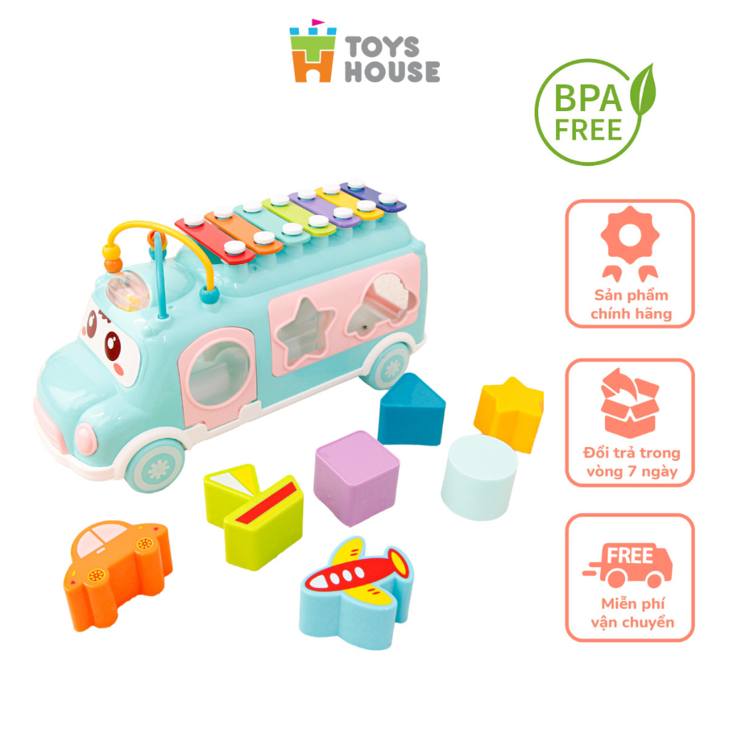 Ảnh Đồ chơi ô tô thả hình khối kết hợp đàn gõ Xylophone giáo dục sớm cho bé Toyshouse HE8036 2