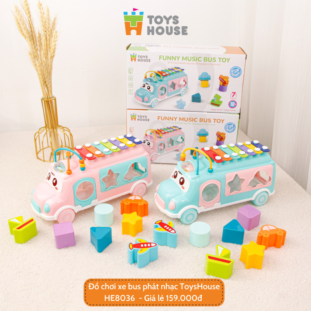 Ảnh Đồ chơi ô tô thả hình khối kết hợp đàn gõ Xylophone giáo dục sớm cho bé Toyshouse HE8036 3