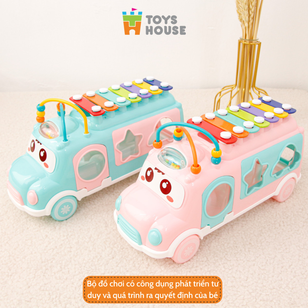 Ảnh Đồ chơi ô tô thả hình khối kết hợp đàn gõ Xylophone giáo dục sớm cho bé Toyshouse HE8036 4
