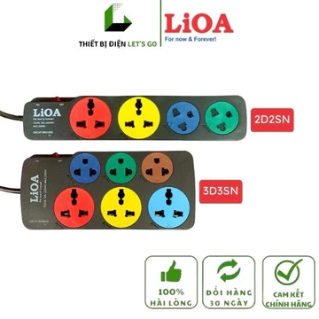 Ổ Cắm kéo dài LiOA Đa Năng Kết Hợp Phổ Thông 4 ổ 6 ổ Dây Dài 3m/5m Công Suất 2200W [CHÍNH HÃNG]