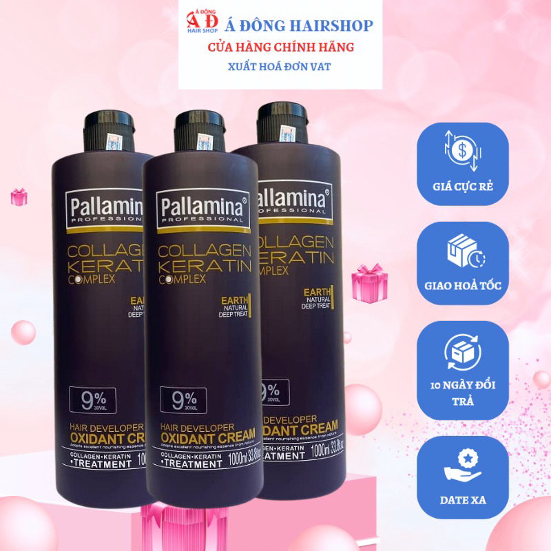 KEM OXY TRỢ NHUỘM PHỦ BẠC PALLAMINA 3% 10VOL KHÔNG RÁT DA ĐẦU ITALY 1000ML