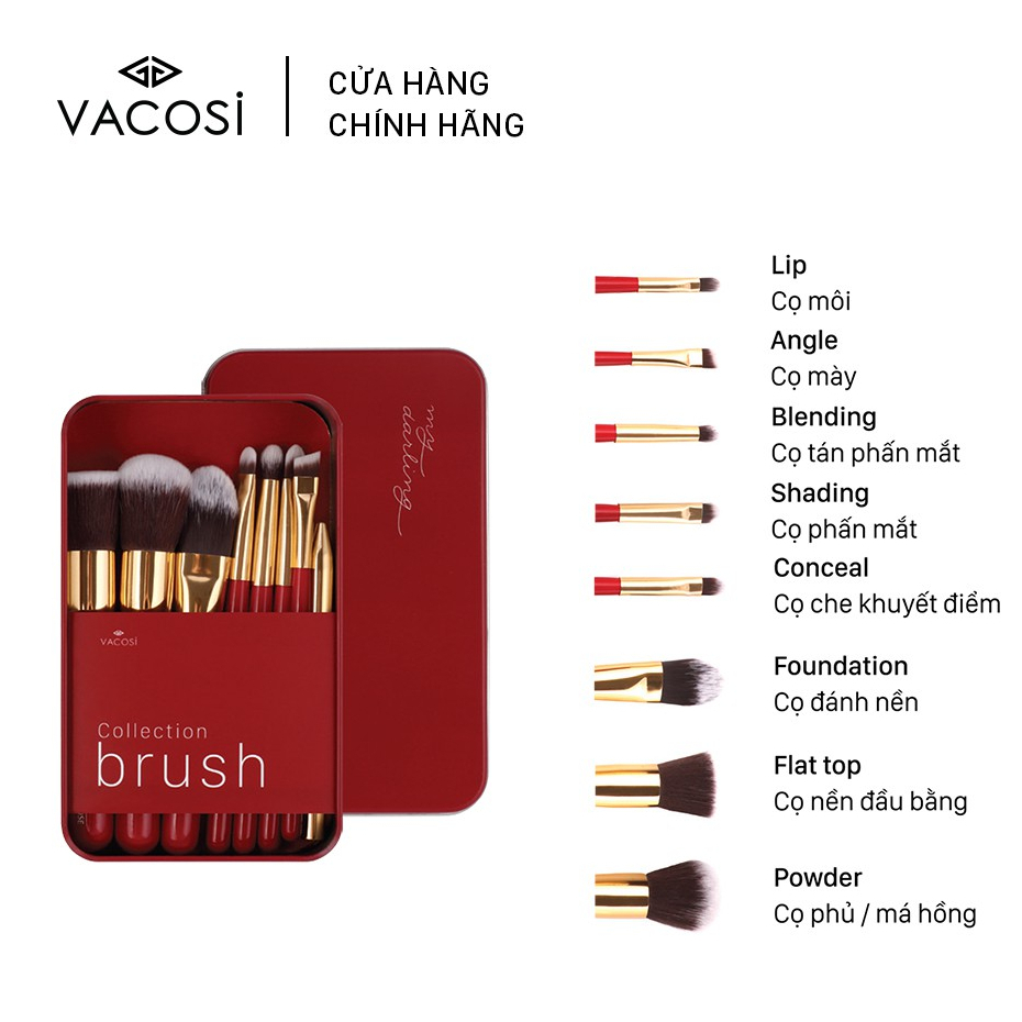Hộp Cọ Trang Điểm Chuyên Nghiệp Cá Nhân Vacosi My Darling 8 Cây BC24