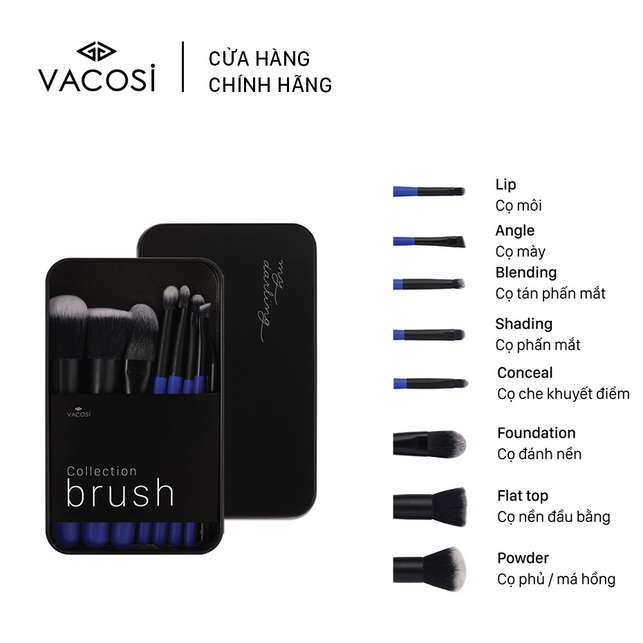 Hộp Cọ Trang Điểm Chuyên Nghiệp Cá Nhân Vacosi My Darling 8 Cây BC24