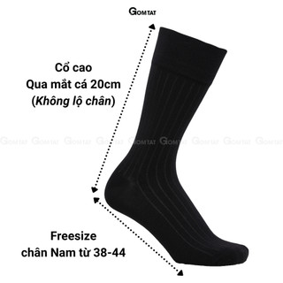 Tất vớ nam cổ cao đi giày tây công sở GOMTAT mẫu gân chìm màu đen cao cấp, hút ẩm thoáng khí, mềm mại êm chân - LUX