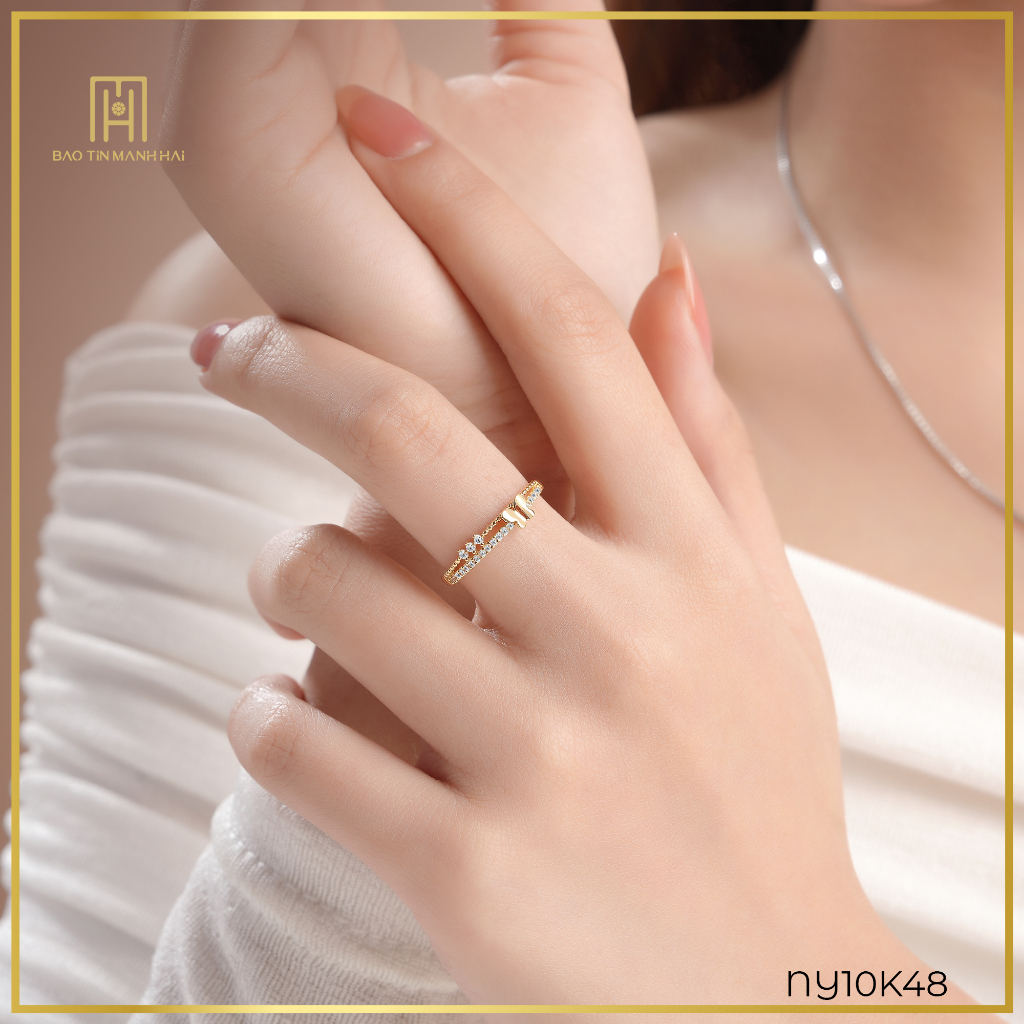 Ảnh Nhẫn vàng 10K hình hồ điệp đính đá CZ ngọt ngào Bảo Tín Mạnh Hải PYN1V10KDH-211019 1