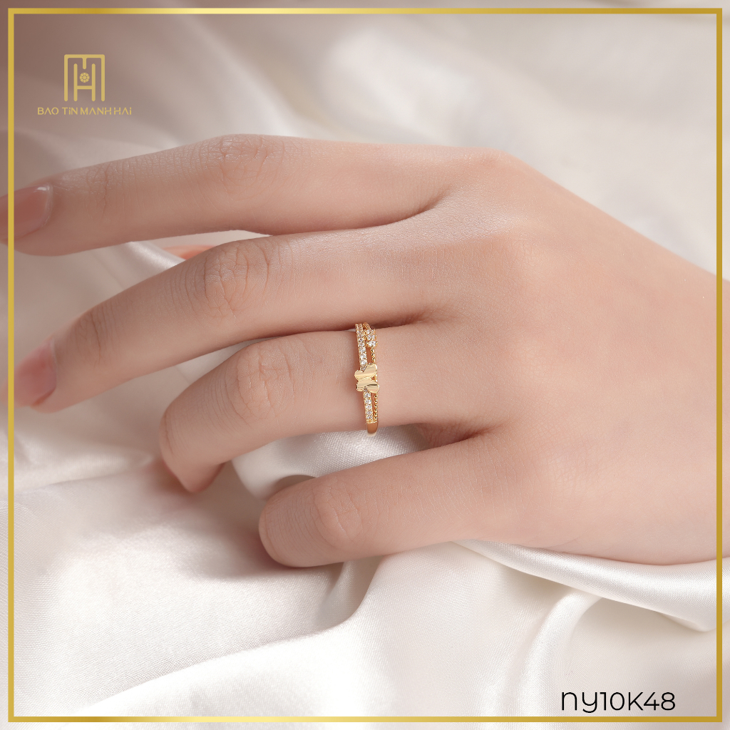 Ảnh Nhẫn vàng 10K hình hồ điệp đính đá CZ ngọt ngào Bảo Tín Mạnh Hải PYN1V10KDH-211019 2