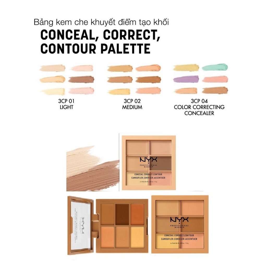 Bảng Kem Che Khuyết điểm Và Tạo Khối Nyx Conceal Correct Contour