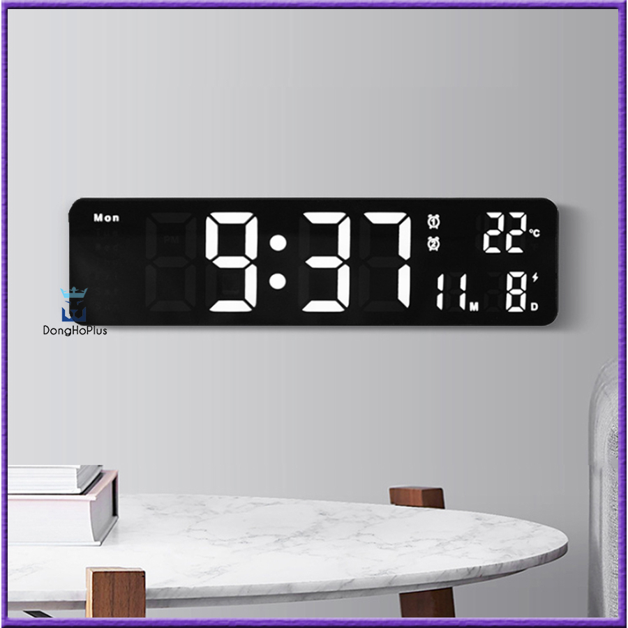 Đồng Hồ Led Treo Tường Để Bàn Điện Tử Decor Số Lớn, Hiển Thị Thứ, Ngày, Tháng, Nhiệt Độ, Báo Thức, Dùng Điện