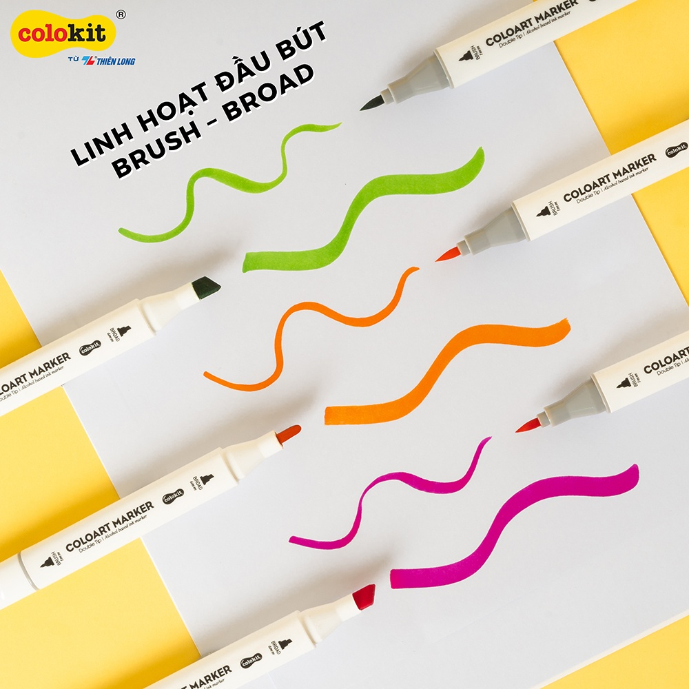 XẢ KHO MUA  2 TẶNG 1 Bút màu dạ Art Marker Thiên Long Colokit - Tặng sổ Sketch- Bộ 12/24 màu