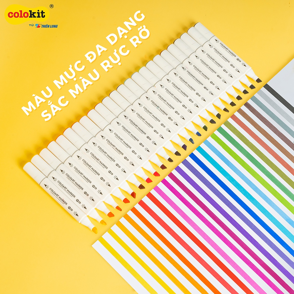XẢ KHO MUA  2 TẶNG 1 Bút màu dạ Art Marker Thiên Long Colokit - Tặng sổ Sketch- Bộ 12/24 màu