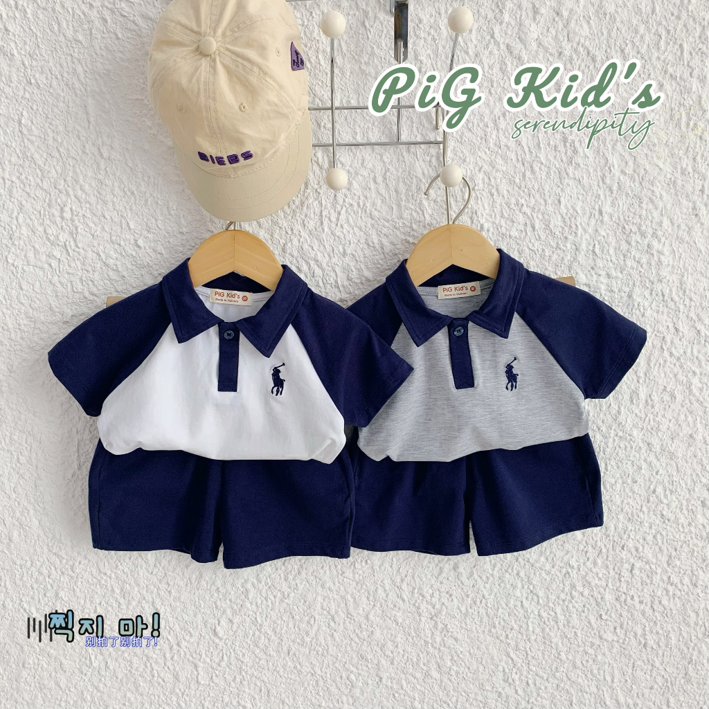 Bộ polo cộc tay cổ đức unisex cho bé trai bé gái, bộ thun mềm mát cá tính sành điệu cho bé