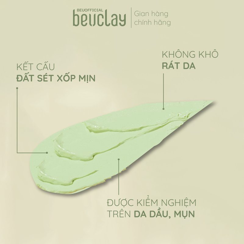 Ảnh Mặt nạ đất sét BEUCLAY trà xanh sáng da, se khít lỗ chân lông, kiểm soát dầu, hỗ trợ giảm mụn cám mụn đầu đen 4