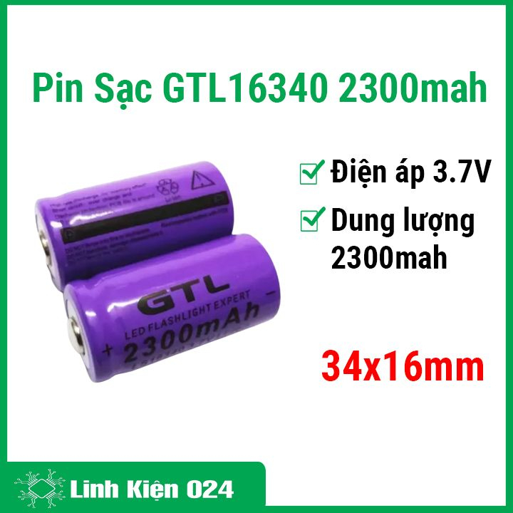 Pin sạc GTL 16340 dung lượng 2300mah điện áp 3.5V ( 1 viên) | Shopee ...