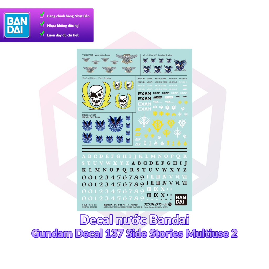Autocollants Décalcomanies Gundam GD-137 - Transfert à Eau - échelle 1/144 - Pour Modélisme Mobile Suit Gundam