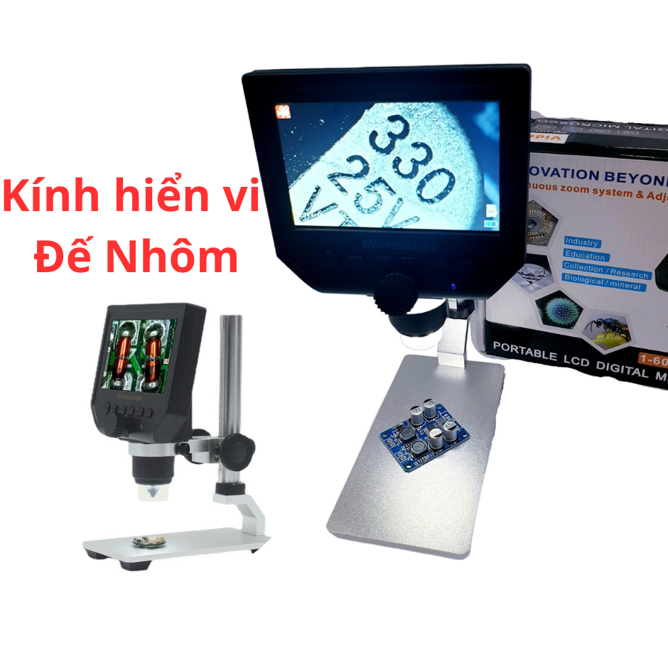 Kính Hiển Vi Điện Tử Kính Lúp Microscope X600 LCD 4.3inch đế mút và đế ...