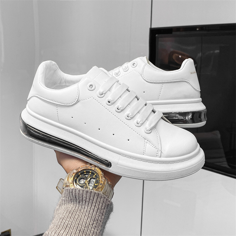 Giày Thể Thao Sneaker Màu Trắng Cho Nam Êm Ái Tôn Dáng, Tăng Chiều Cao Chuẩn Phong Cách Hàn Quốc