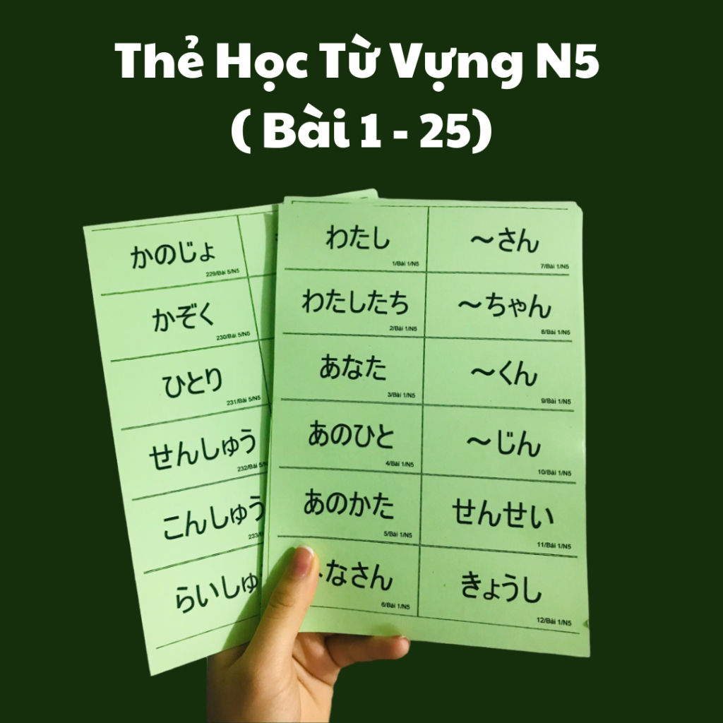 Flashcard Từ Vựng Tiếng Nhật N5 - Thẻ học Từ Vựng Hiragana + Katakana ...