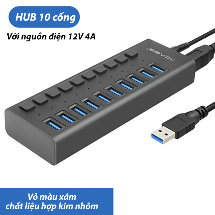 Bộ chia Hub 10 - 13 - 16 cổng USB 3.0 ACASIS Chân USB – Công tắc riêng ...
