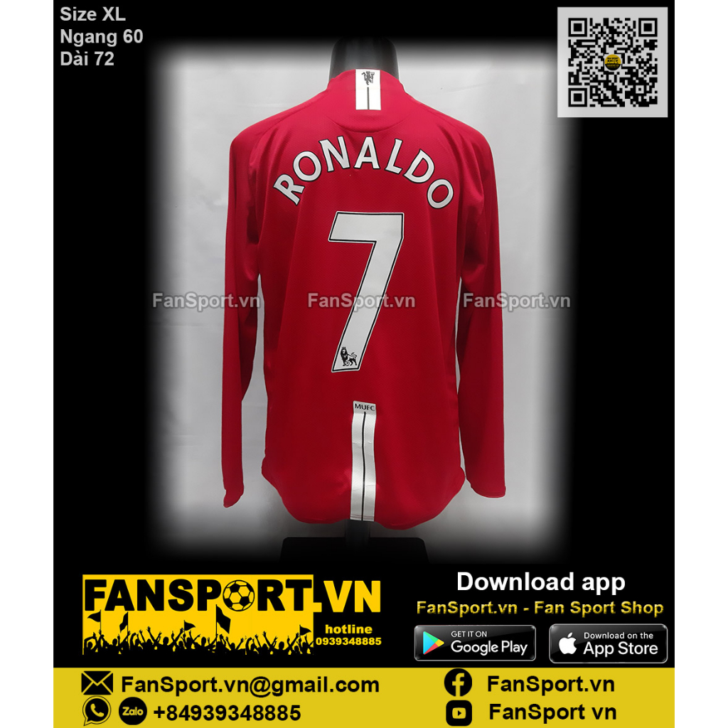 Cristiano Ronaldo Manchester United 2007 2008 Long Sleeve Jersey Shirt XL  237925-666