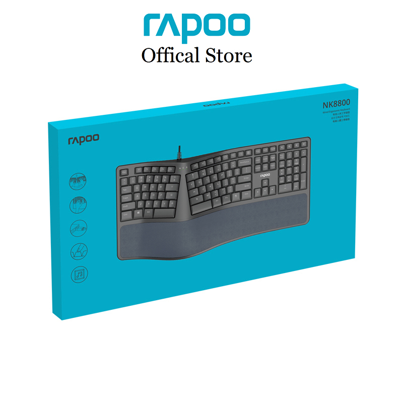 Bàn Phím có dây Công Thái Học Rapoo NK8800 vòm cong tự nhiên, 110 phím (13 phím hotkeys) | BigBuy360 - bigbuy360.vn
