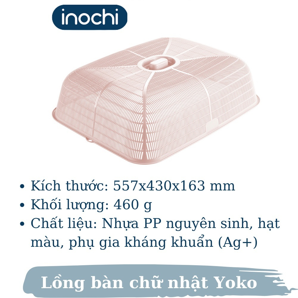 Lồng bàn giữ nhiệt thông minh chữ nhật Yoko inochi cao cấp, đa năng, không mùi, kháng khuẩn