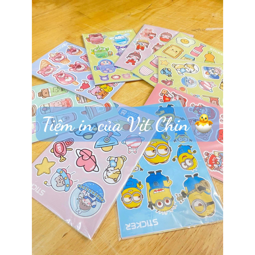 STICKER A6 Tấm, Tem Nhãn Dán Giấy Decan, Decal Chống Nước hình dán sổ ...