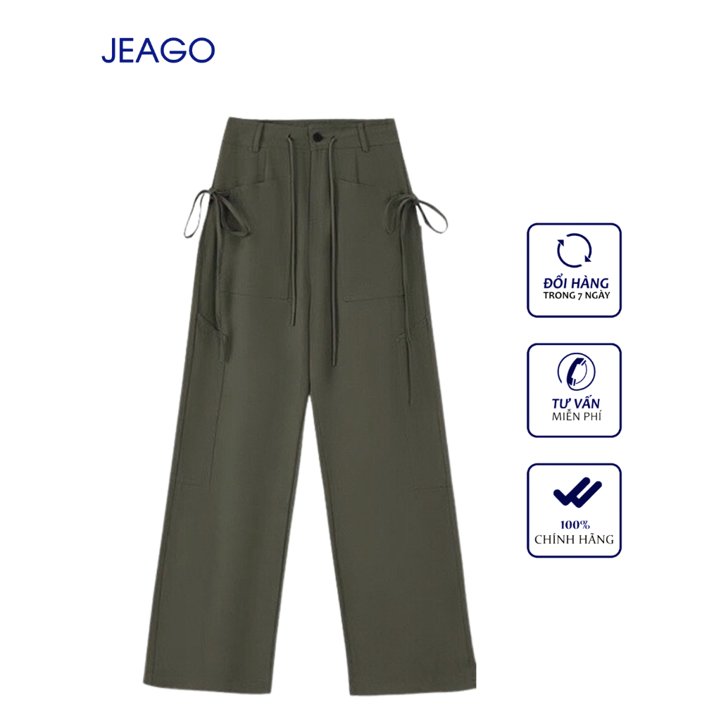 Quần Baggy Suông Dây Rút Màu Xanh Rêu Size S M L