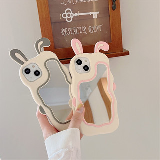 Ốp điện thoại Silicon hình tai thỏ có gương 3D cho 7plus/8plus/x/xs/xsmax/11/12/13/14/15/16/17/pro/plus/promax RABBI SLC