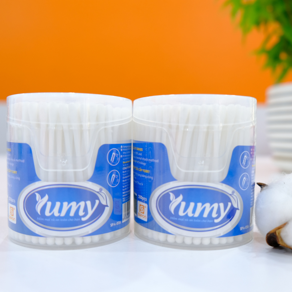 Combo 10 hộp Tăm bông YUMY 200 que tăm bông 2 đầu đa năng, không xơ bông, vệ sinh tai mũi (TB01-026)