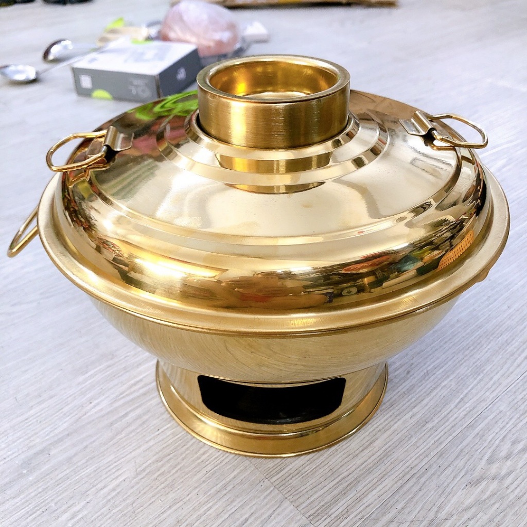 Nồi lẩu cù lao inox mạ vàng kiểu dáng sang trọng- Lẩu than -Nồi lẩu cù lao inox