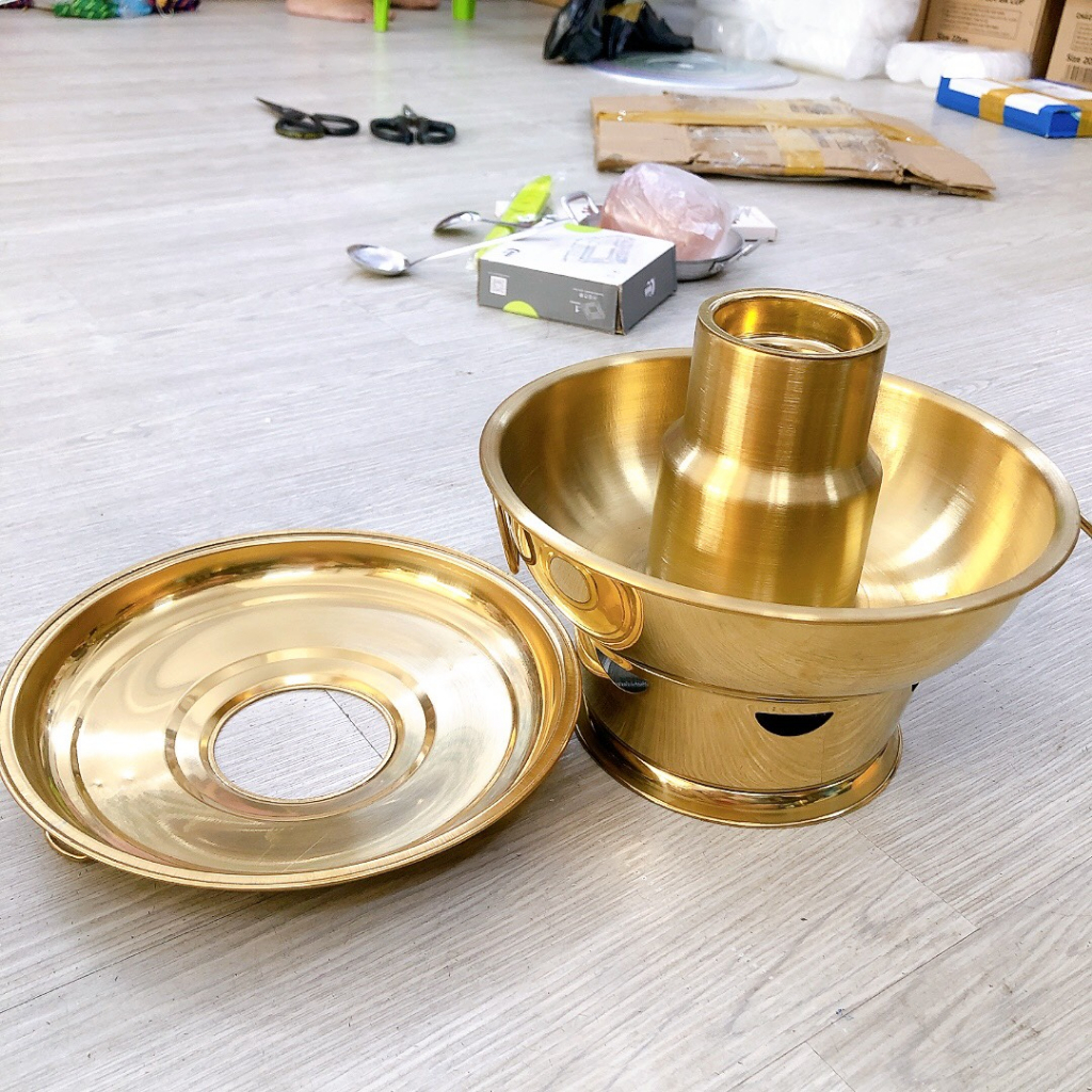 Nồi lẩu cù lao inox mạ vàng kiểu dáng sang trọng- Lẩu than -Nồi lẩu cù lao inox