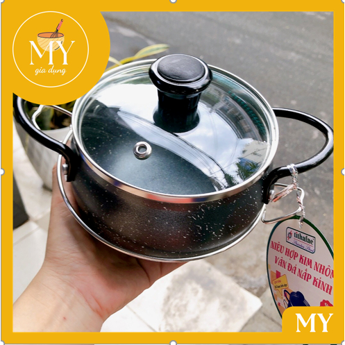 Nồi vân đá chống dính tặng kèm đế inox - nồi cơm niêu, kho quẹt , kho tộ