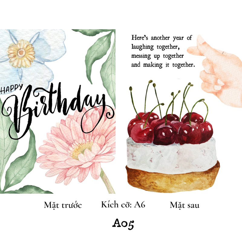 Thiệp mừng sinh nhật bằng giấy định lượng 300gsm kích cỡ a6