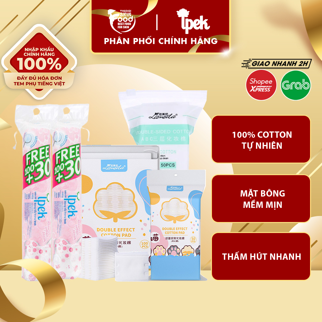 Bông tẩy trang 100% cotton Thổ Nhĩ Kỳ Ipek Klasik Cotton Pads (80/130/150 miếng)