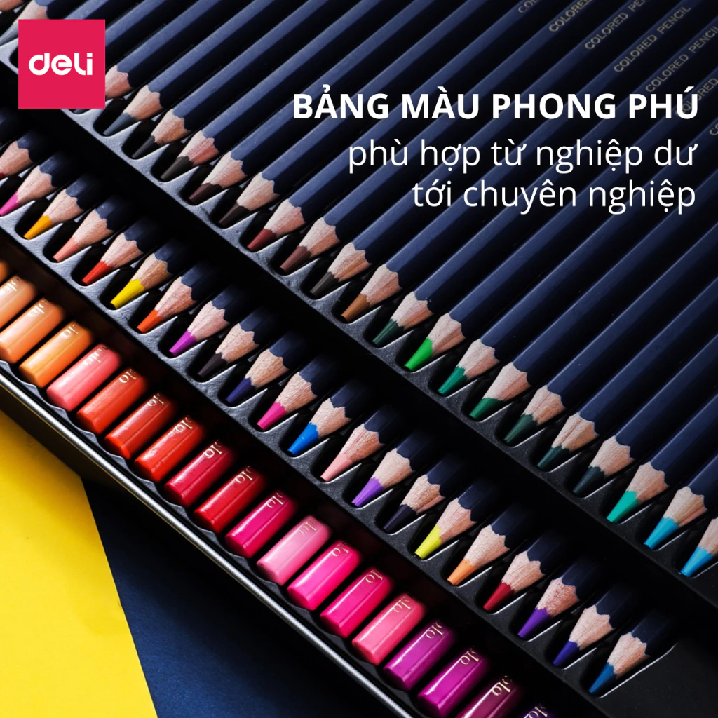 [HỌA CỤ DELI] Bút Chì Màu Cao Cấp Deli - Màu Chì Finenolo Dmast Hộp Giấy Gấp Đứng Được Layer Màu Tô