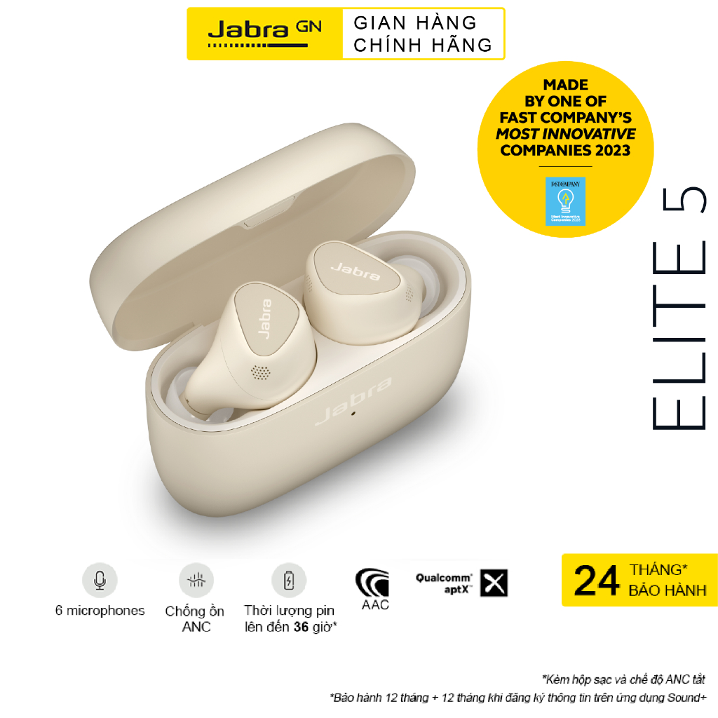 Tai nghe Bluetooth True Wireless Jabra Elite 5 Hàng Chính Hãng