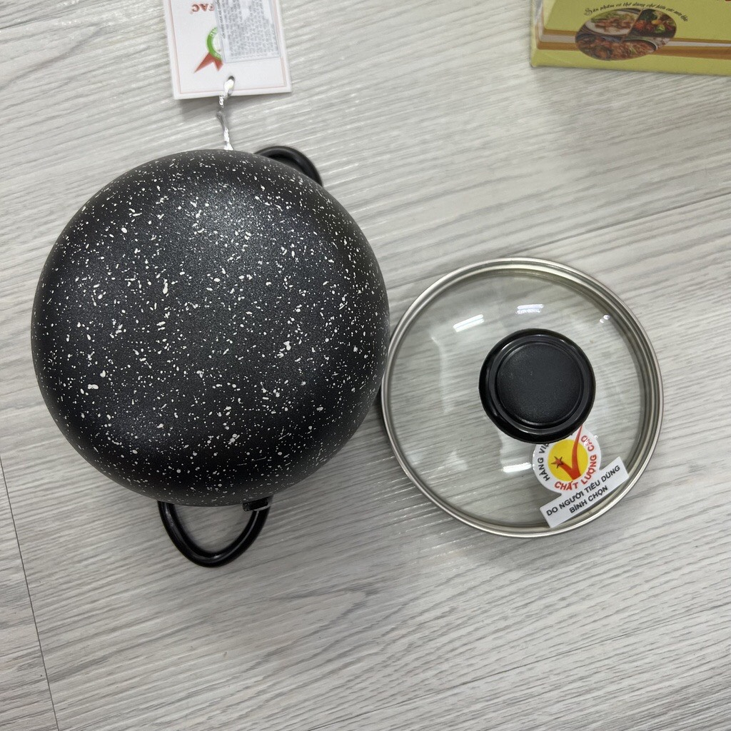 Nồi vân đá chống dính tặng kèm đế inox - nồi cơm niêu, kho quẹt , kho tộ