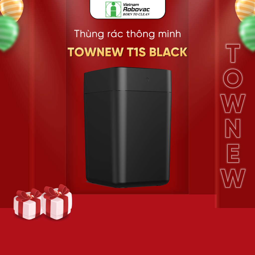 Thùng rác thông minh TOWNEW T1S(Black) - Tự động hàn túi, thay túi rác - BẢN QUỐC TẾ- BH 12 tháng